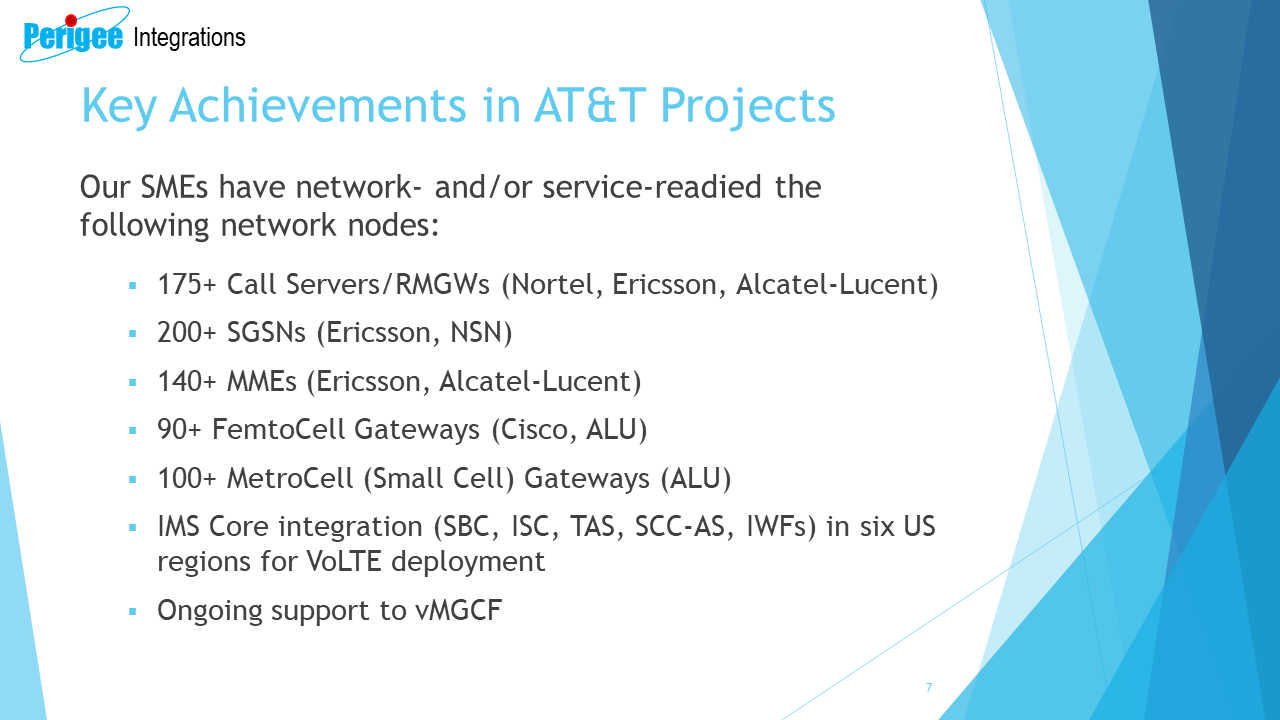 Key Achievements in AT&T Projects